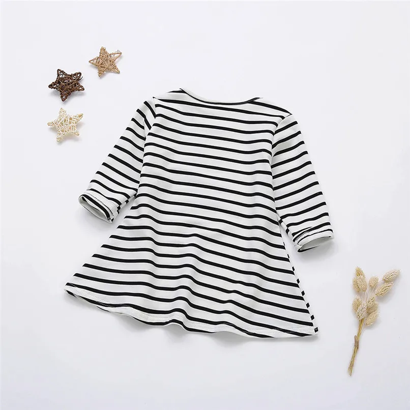Girls Dress Infant Kids Baby Girl Candy Color Striped Long Sleeve Princess Dress Casual Cotton Dress Baby Girls Clothes JY09#F (16)