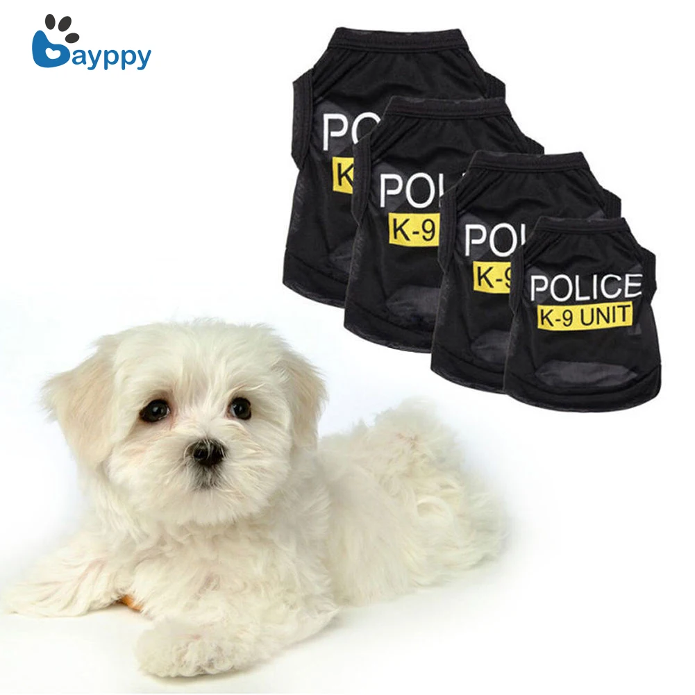 

Police Suit Cosplay Dog Clothes Pet Puppy Summer Vest Small Cat Dogs Clothing Cotton T-Shirt Apparel Pets Clothes Accessories