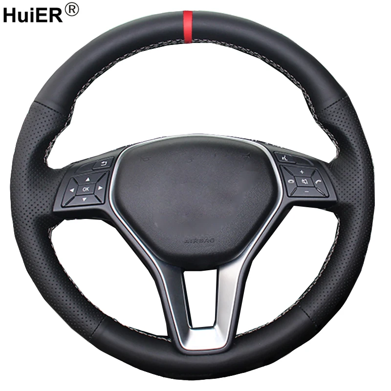 

HuiER Hand Sewing Car Steering Wheel Cover For Mercedes Benz A-Class 2013 2014 2015 B-Class 2011- 2013 2014 CLA-Class 2013 2014
