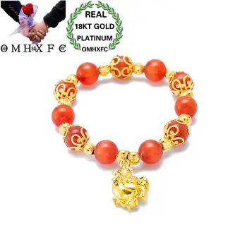 

OMHXFC Wholesale European Fashion Woman Female Party Birthday Wedding Gift Cock Pendant Agate 18KT Gold Bracelets BE214