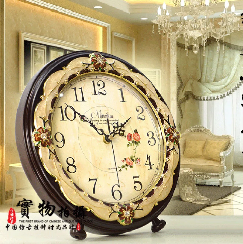 Мода большой немой часы Современный подарок украшения загородном краткое кварцевые часы античный стиль, часы настенные