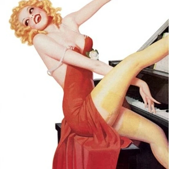 Pinup Girl Blonde Playing Piano Poster Print (36 x 54)