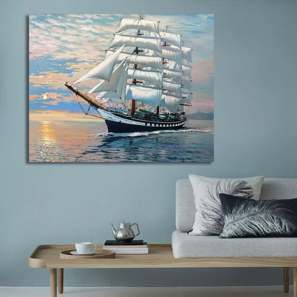 DIY картина по номерам гладко на море натюрморт холст Картины Рисование 40x50 см