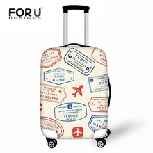 FORUDESIGNS Stamp Prints Travel Luggage Cover For 18-30 Inch Trolley Case Waterproof Elastic Suitcase Stretch Thick Case Covers 