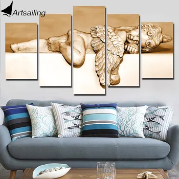 

ArtSailing 5 panel canvas wall art Sleeping Angel Painting wall pictures for living room posters home decoration prints NY-7535C