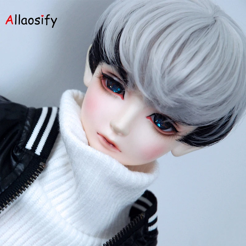 Allaosify bjd волосы 1/3 1/4 1/6 BJD Кукла Высокая температура парик девушка и мальчик короткие прямые парики SD BJD парик с взрыва смешанный цвет