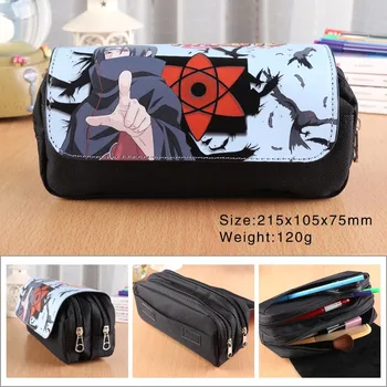 

Naruto Anime Pencil Bag Pu Leather Double Zipper Flip Cover Pencil Case Pen Bags School Supplies Creative Children Gift