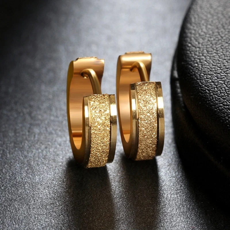 BOAKO Aros 316L серьги из нержавеющей стали для женщин и мужчин модные oorbellen панк кольцо для пирсинга круглые серьги-гвоздики ювелирные изделия Z4 - Окраска металла: GOLD