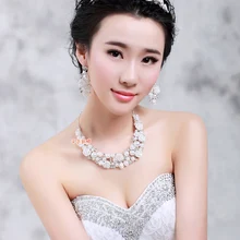 Новая мода изящный керамический цветок горный хрусталь свадебный аксессуар средства по уходу за волосами серьги Свадебные украшения набор свадебные аксессуары