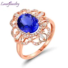 LOVERJEWELRY Luxury Blue Tanzanite Anniversary Loving Ring Solid 18K Rose Gold Diamond Fine Jewelry For Women Birthday Best Gift noble jewelry emerald cut 6x8mm solid 18k two tone gold natural diamond tanzanite pendants jewelry for women wp070