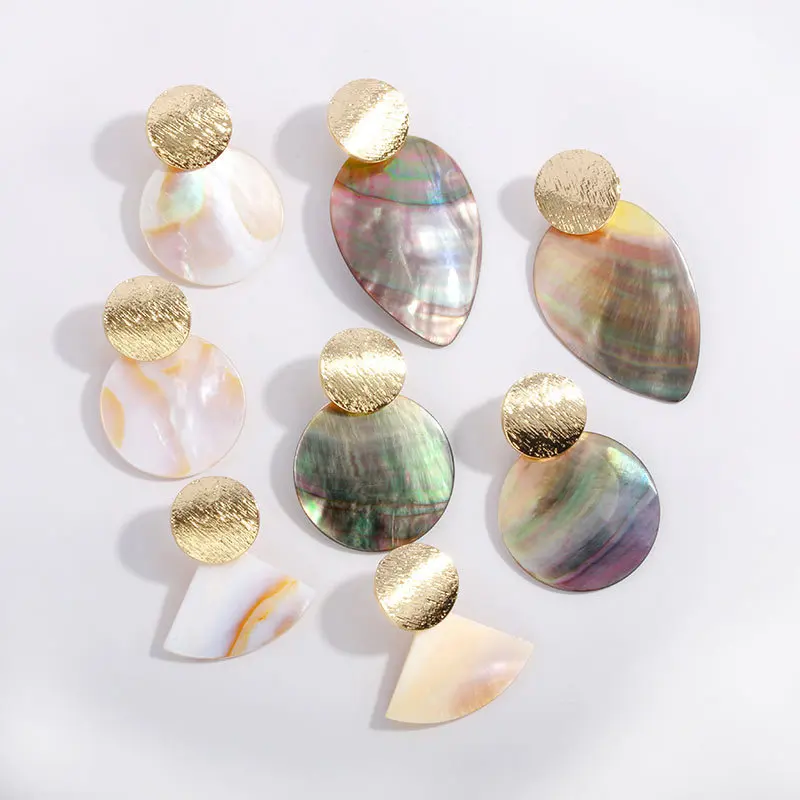 

Sloong New Abalone shell Dangle Earrings for Women Unique Design Geometric Statement abalone shell Earrings Wedding Jewelry