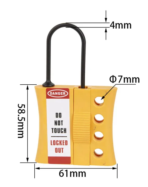Промышленной безопасности с 4 дырочками изоляции Пряжка Блокировка нейлоновые запирающий крюк расширитель изоляции энергии выключения обслуживание LOTO безопасный дом для вашего ребенка - Цвет: NT-NH04 3mm