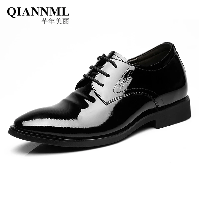 

QianNML New 2018 Luxruy Black Men Genuine Leather Shoes Spring Men's Dress Shoe For Men Wedding Shoes Breathable Business 881-7