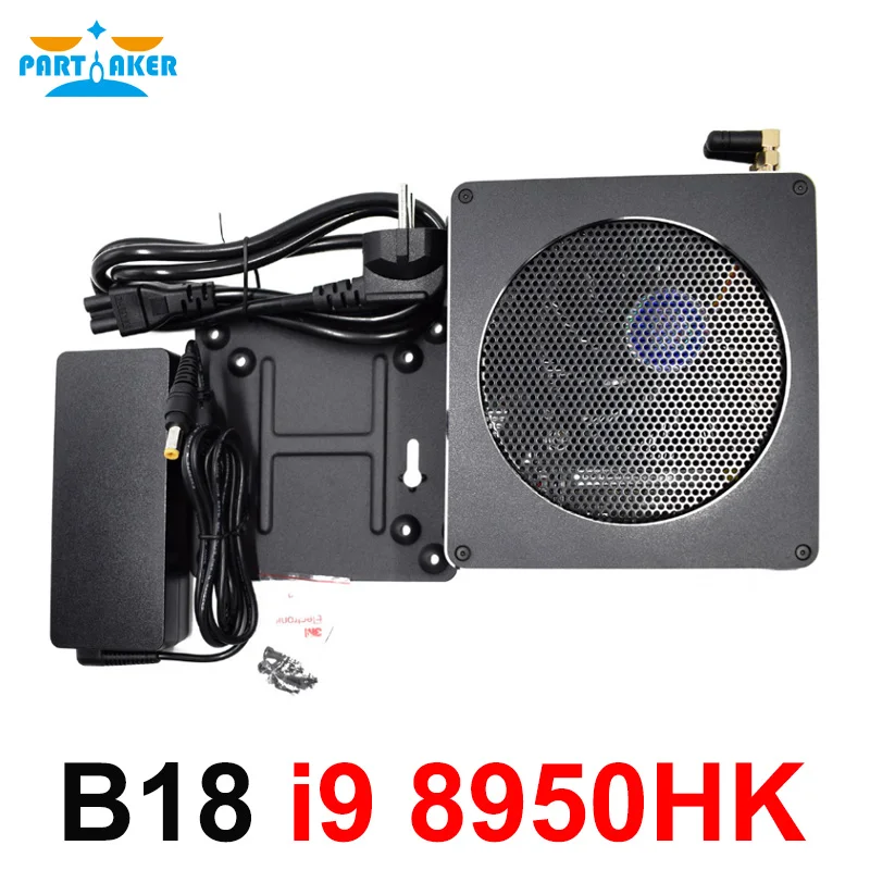 Partícipe Intel i9 8950HK 6 Core 12 hilos Mini PC Windows 10 Pro 2 * DDR4 AC Wifi computadora de escritorio HDMI