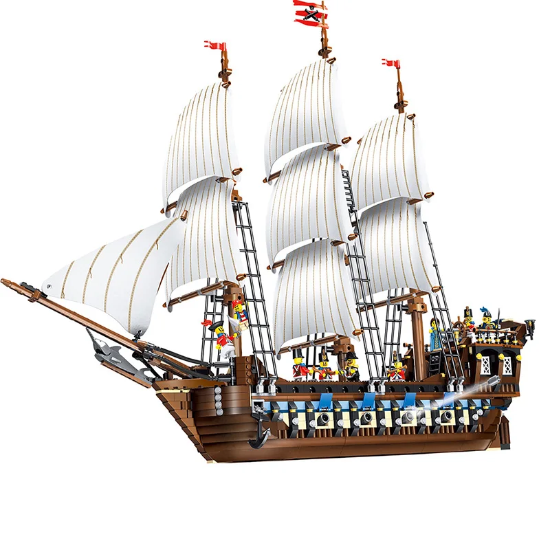 

Children Educational Building Blocks Movie Pirate Ship Series Model Assembling Spell Inserting Diy Toys Compatible Legoing I16