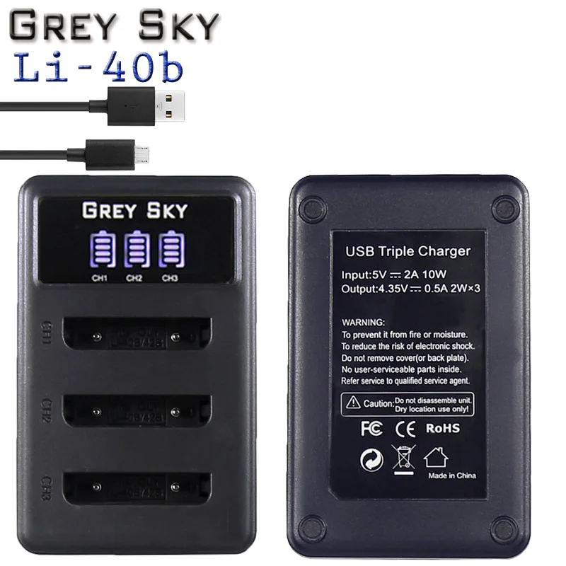 

LI-40B LI-42B BLS-5 NP-45 EN-EL10 LI-50B NP-W126 3-Slots Charger LCD Camera battery dual and Single Charger
