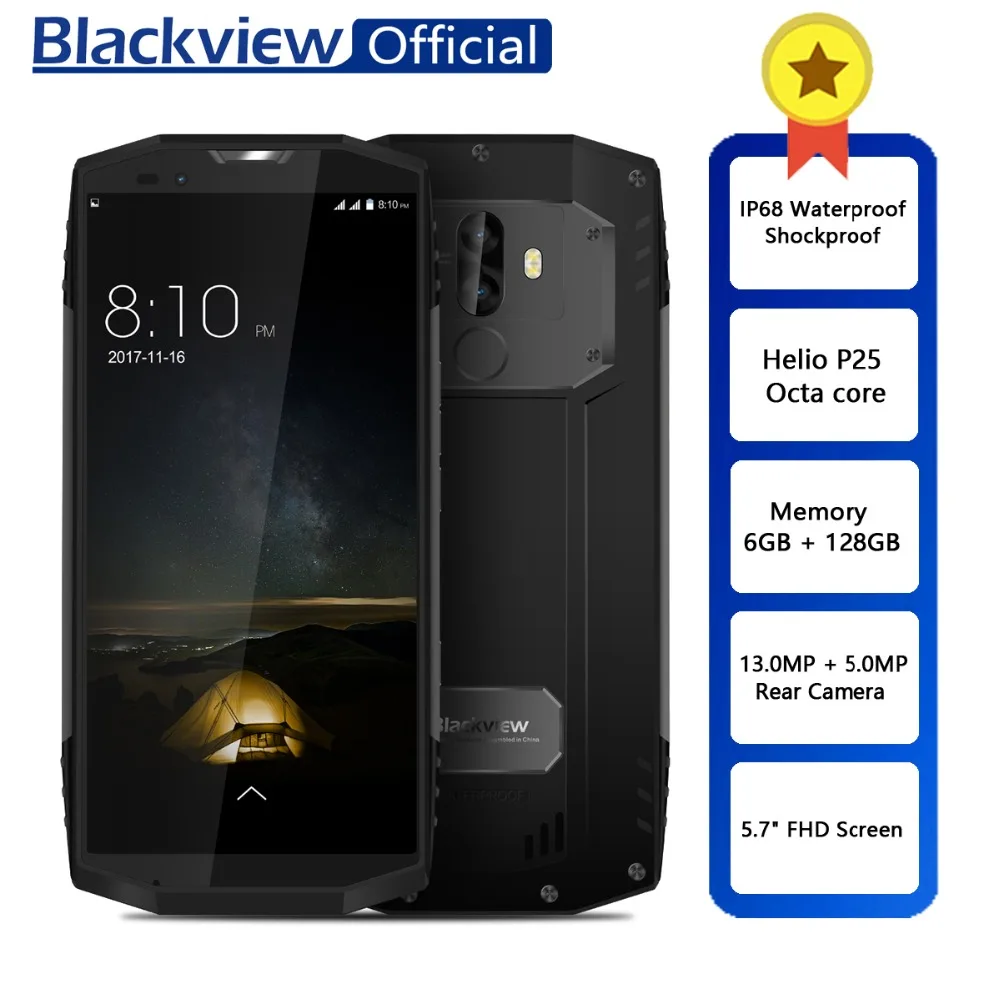 Blackview BV9000 Pro Водонепроницаемый противоударный смартфон Helio P25 Восьмиядерный 6 ГБ+ 128 ГБ 5," 18:9 Face ID две камеры мобильного телефона