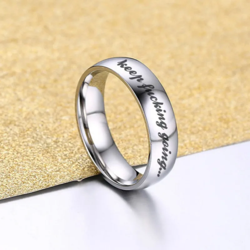 

Inspiration Banner Rings Simple Titanium Steel Silver Gold Color Rings Keep F**king Going Unisex Fashion Jewelry