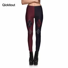 Qickitout леггинсы модные женские красные и черные алмазные леггинсы с геометрическим рисунком 3D принт сексуальные тонкие леггинсы для фитнеса брюки