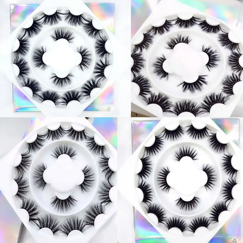 

NEW 8 Pairs 25mm 3D Mink False Eyelashes Criss-cross Fluffy Dramatic Volume Lashes Extension Silk Eyelashes Laser shiny packag