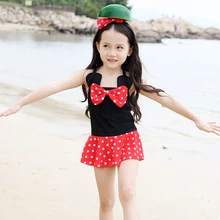 Цельный Купальники для малышек детская одежда для девочек с милым бантом в горошек детская юбка Плавание костюм платье Плавание Юбка-брюки для девочек, многослойная юбка-пачка боди черный, красный