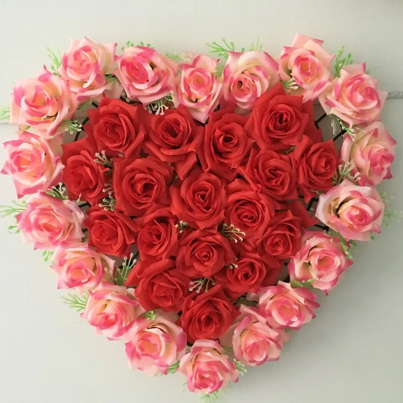 cores adorável coração forma rosa flores para porta de parede do carro casamento flores decorativas artificiais para porta