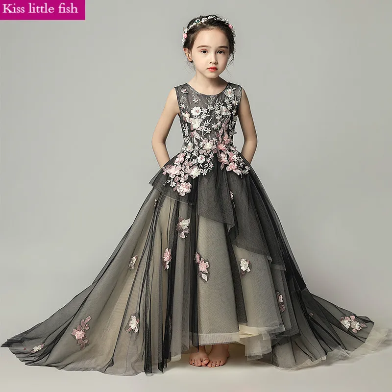 girls black pageant dress