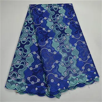 

Blue Voile Swiss Lace Fabrics African Embroidery Swiss Voile Lace in good quality Embroidery Cotton Voile Lace for Dress -30