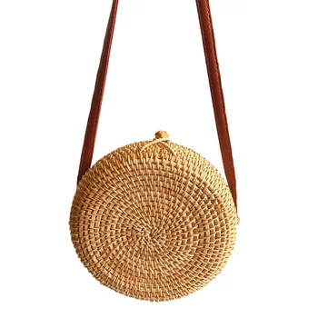 

Sleeper #401 2019 Circle Handwoven Bali Round Retro Rattan Straw Beach Bag Cross body Barrel-shaped FASHION DESIGN Free Shipping