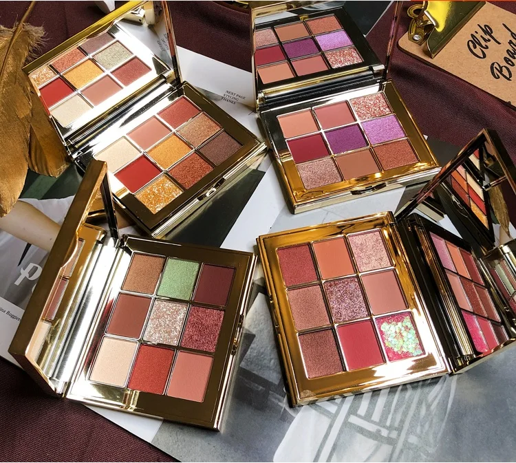 Paleta de Sombras Matte e Cintilantes à Prova Paleta de Sombras de 9 Cores Nude Água Pigmento Cosmético d' 2 Sombra de olho