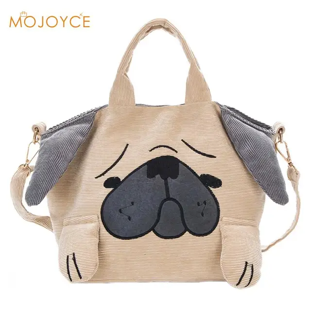 Japanese Cute Cartoon Animals Tote Bag Funny Dog Corduroy Shoulder Bag Crossbody Bag For Women ...