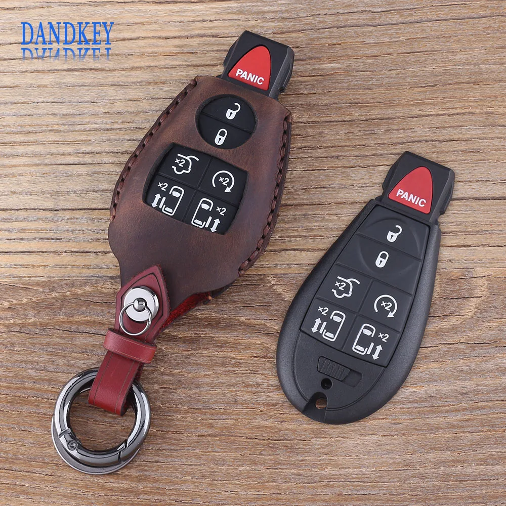 

Dandkey Genuine Leather 7 Button Key Shell Fob For Dodge Grand Caravan For Chrysler Town & Country Car Key Case Cover