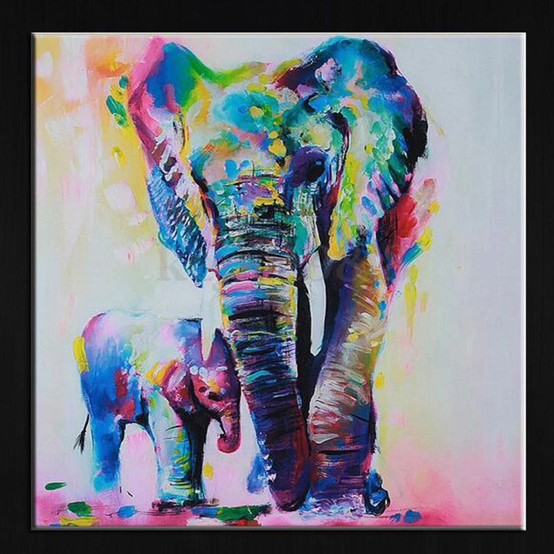 

60cm Watercolor Elephant Inkjet Frameless Canvas Art Paintings Oil Colorful Modern Abstract Painting Artwork Painted Wall Decor