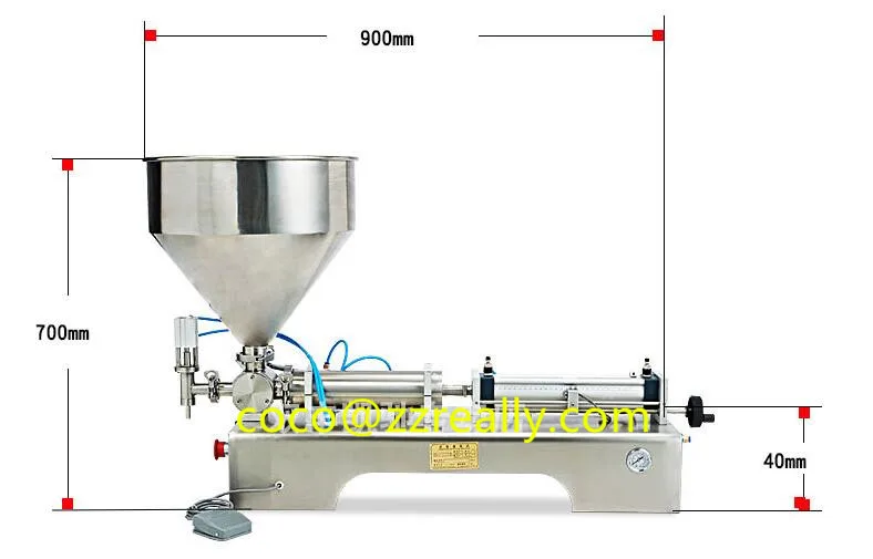 US $1.180.00 Free Shipping shampoo lotion cream yoghourt honey hopper paste filling machine pneumatic semi filler piston hopper filler dual