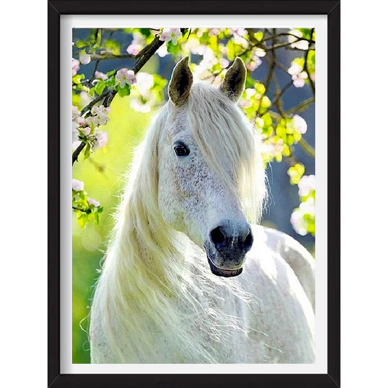 

Youran Diy 5D Diamond Mosaic Kits Cartoon White Horse Diamond Painting Beads Needlework Wall Art Home Decor Kids Christmas Gift