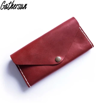 

Ladies Leather Clutch Purse Envelope Shape Handmade Genuine Leather Long Wallet for Women Leather Day Clutches Cell Phone Purse