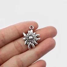 20 قطعة العتيقة الفضة اللون تنقش Edelweiss زهرة حلية قلادة قلادة النتائج مجوهرات DIY بها بنفسك اليدوية
