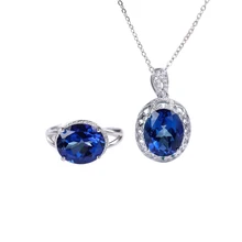 fine jewelry factory wholesale classic 925 sterling silver natural blue topaz necklace pendant ring jewelry set for female hutang stone jewelry natural green turquoise blue topaz pendant solid 925 sterling silver necklace fine jewelry for women gift