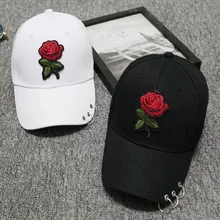 

Unisex Casual Baseball Cap Flower Embroidery Adjustable Iron Ring Hat Snapback Hat Curved Caps Women Men Hip Hop Hat