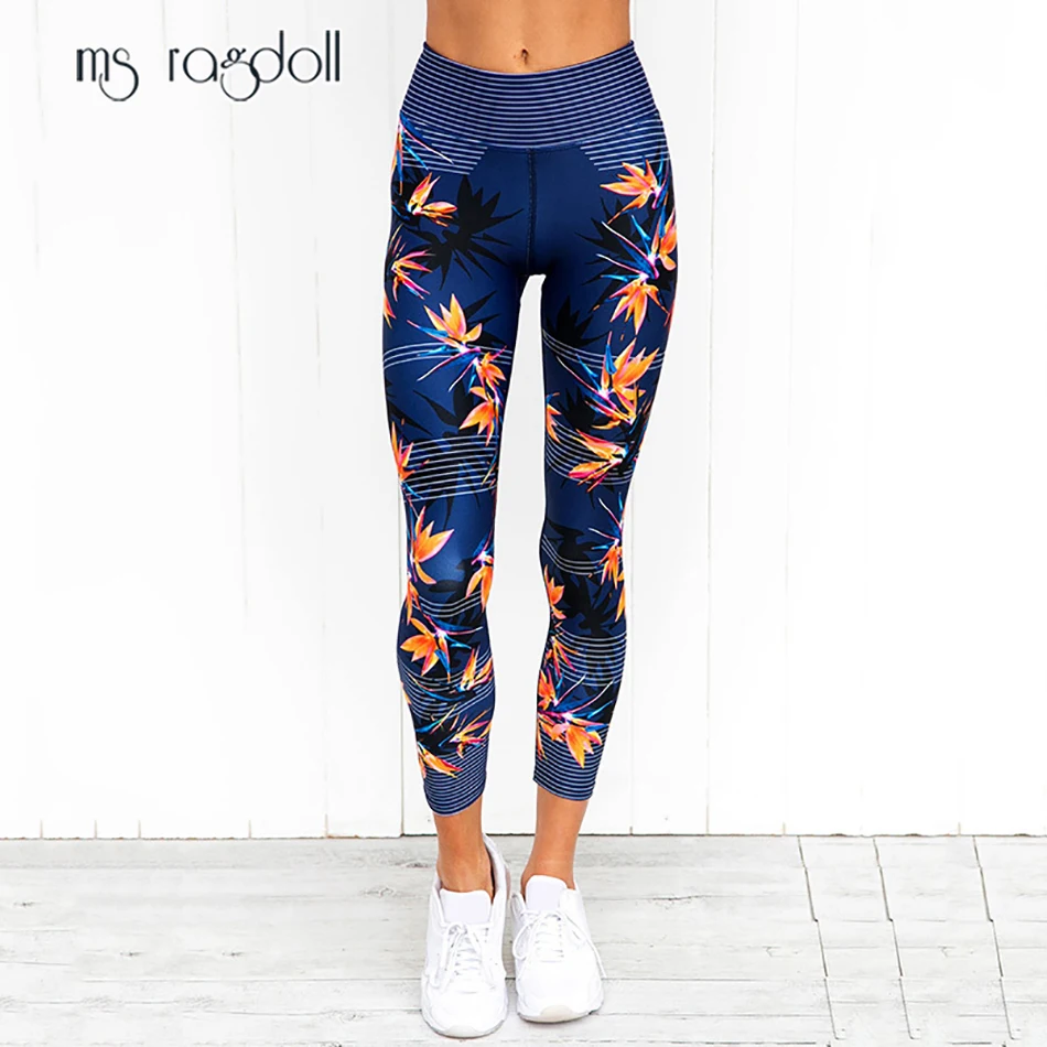 Ms Ragdoll Maple Leaf Print Yoga Pants Легинсы Leggings Sport Women Fitness Gym Mujer High Waist