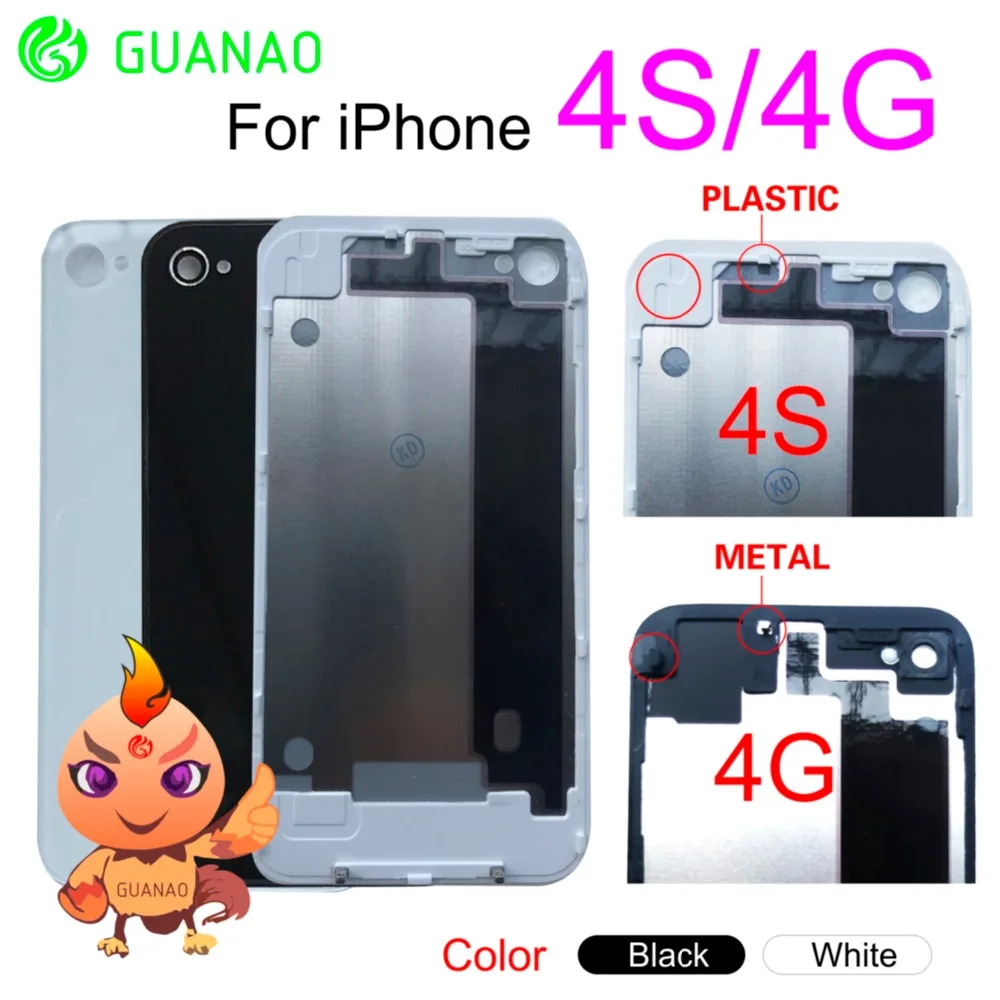 4S чехол на заднюю панель для iPhone 4, 4G, 4S, задняя крышка на батарейку, задняя панель, стекло, хорошее качество, чехол на заднюю панель, черный, белый цвет