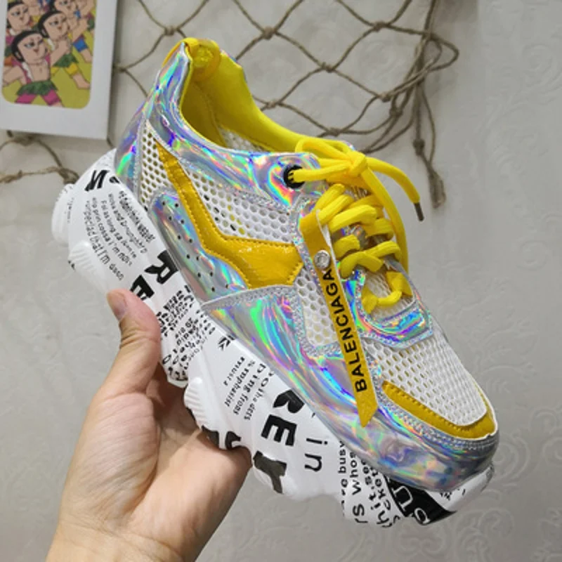 

Summer new breathable graffiti thick-soled student sports shoes casual shoes