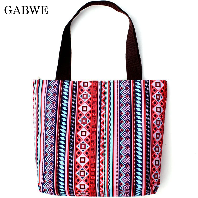 

GABWE New Fashion Folding Women Big Handbag Tote Ladies Casual Flower Printing Canvas Graffiti Shoulder Bag Beach Bolsa Feminina