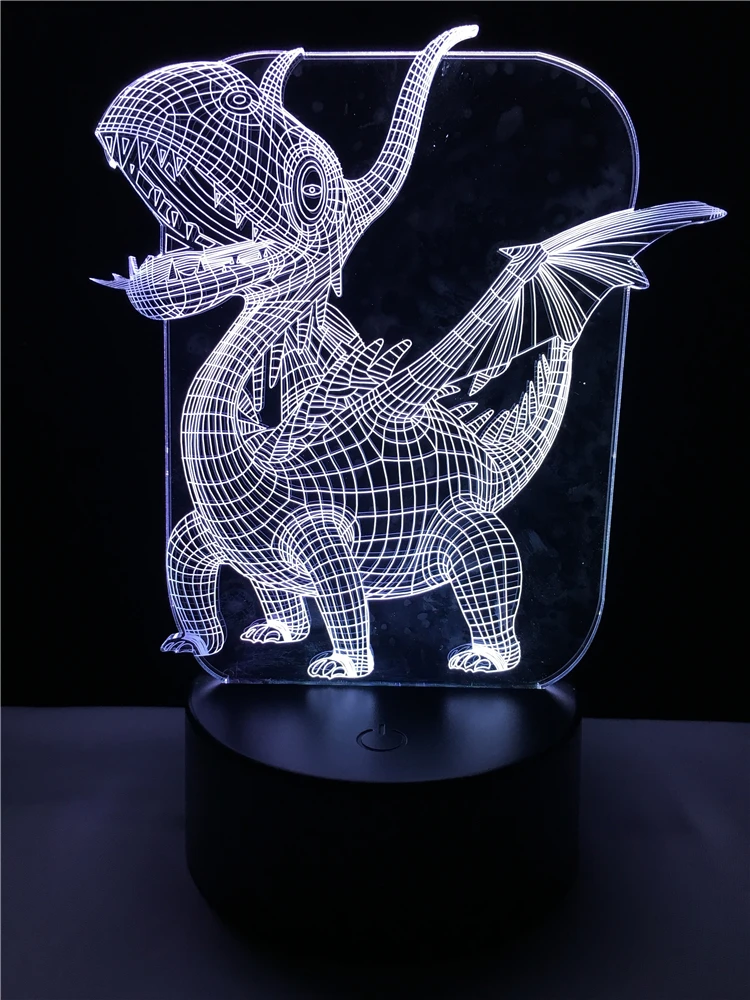 Птерозавр даргон 3D лампа светодиодный USB Иллюзия ночной Светильник многоцветный