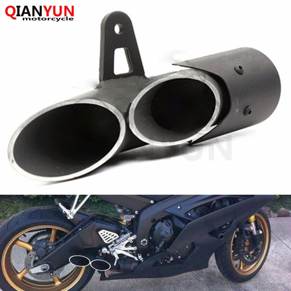 

Motorcycle Dual-outlet Exhaust Tail Pipe Muffler Tailpipe Tip Universal for Kawasaki Ninja ZX6R ZX6RR ZX636 ZX7R ZX9R ZX10R ZX14