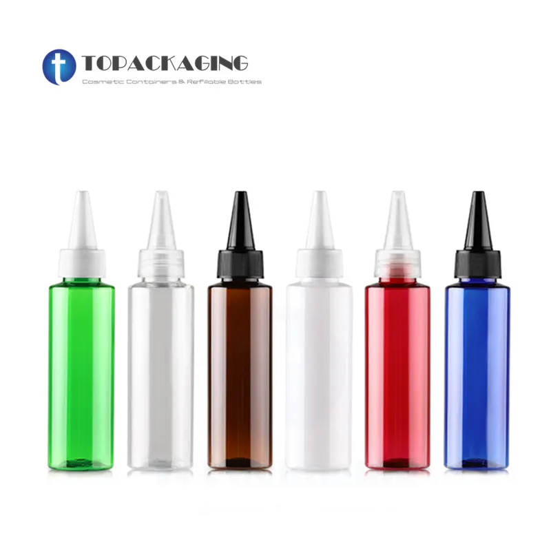 50 * 100ml Needle Nose Cap Bottle Plastic Cosmetic Container Refillable
