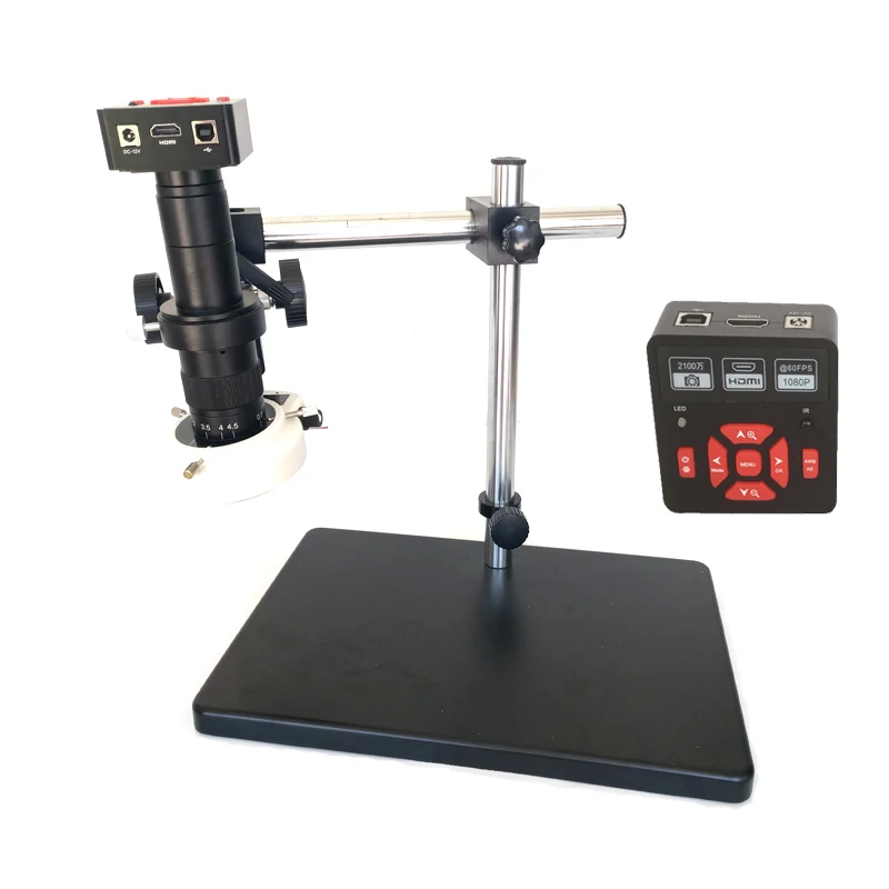 

21MP 1080P HDMI Soldering digital video USB Microscope Camera Magnifier zoom 180X 300X C-Mount lens Dual arm support microscope