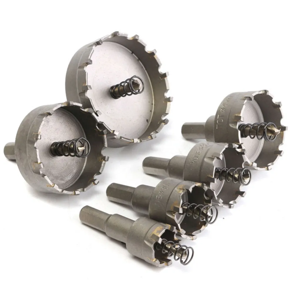 

6pcs Carbide Tip TCT Drill Bit Hole Saw Set 22-65mm For Stainless Steel Metal Alloy Cutting