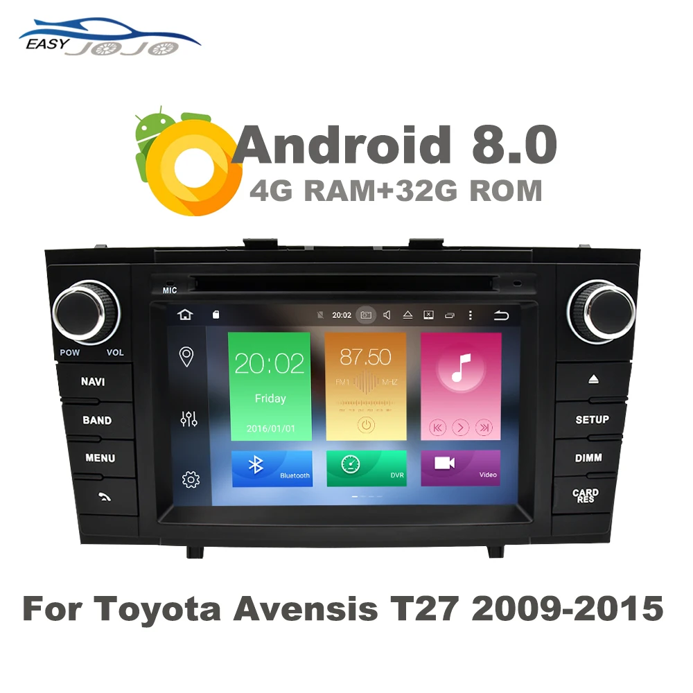 

7' 4G RAM Android 8.0 Car DVD GPS Multimedia Player For Toyota Avensis T27 2009-2015 32G ROM 2 Din Auto Navigation radio Stereo