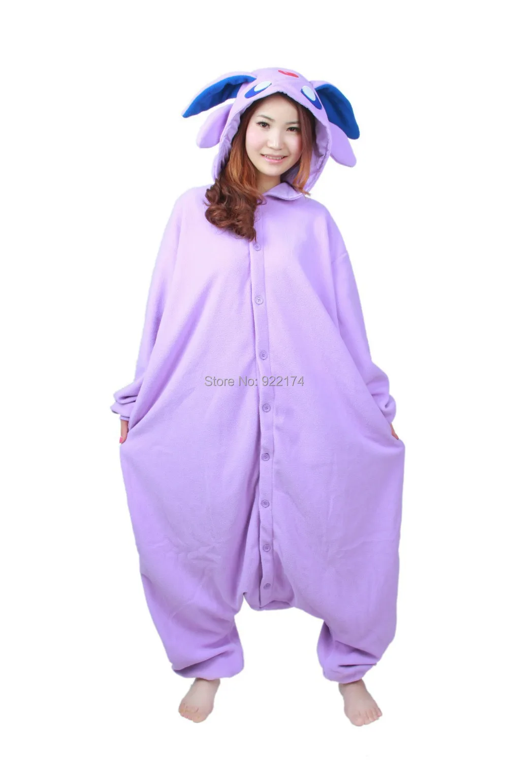 Cosplay&Ware [0]Adult Unisex Warm Polar Fleece Cartoon Anime Master Espeon Cosplay Costume Onesie Jumpsuit Pyjamas -Cosplay&Ware anime Shop